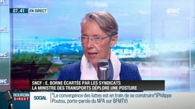 Boudée par les syndicats de la SNCF, Elisabeth Borne, ministre des Transports sur RMC "dénonce cette posture"