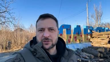 Volodymyr Zelensky en déplacement dans le Donbass le 6 décembre 2022 