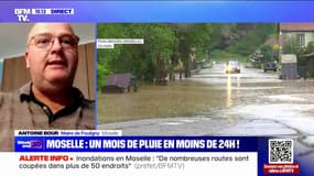 Antoine Bour (maire de Fouligny en Moselle): "La pluie ne s'arrête pas, ça a coupé les axes qui traversent le village et ça a commencé à rentrer dans les maisons les plus proches de la rivière"