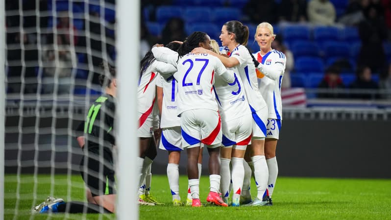 La joie des joueuses de l'OL face à Wolfsburg, le 17 décembre 2024.