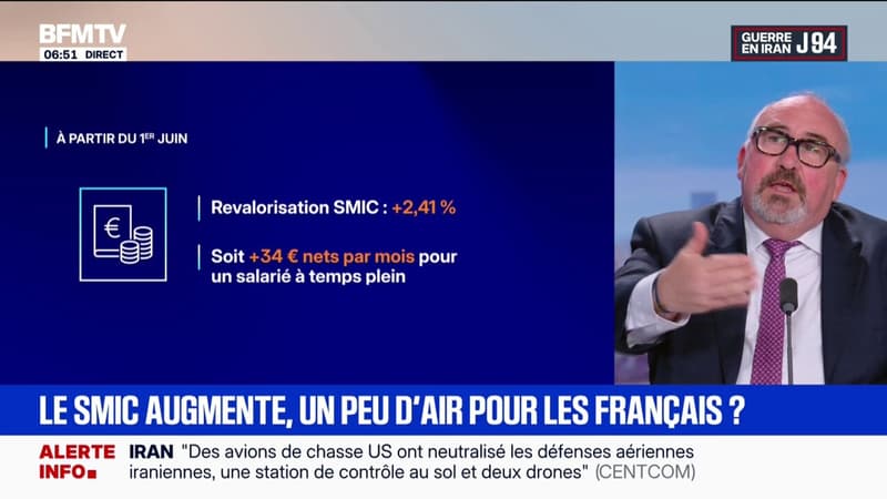 Inflation: environ 34 euros net de plus par mois pour un salarié payé au Smic