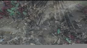 Images aériennes des dégâts après les explosions à Tianjin