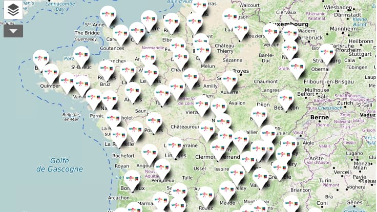 Carte des villes où auront lieu les manifestations des enseignants, le 2 avril 2024. Carte des villes où auront lieu les manifestations des enseignants, le 2 avril 2024.