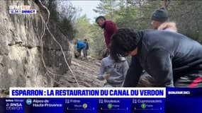 "C'est plutôt marrant": des jeunes restaurent un tronçon de l'ancien canal du Verdon à Esparron