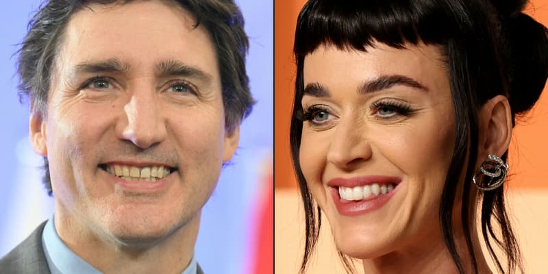La chanteuse Katy Perry en mars 2025 et l'ex-Premier ministre canadien Justin Trudeau le 28 janvier 2025. 