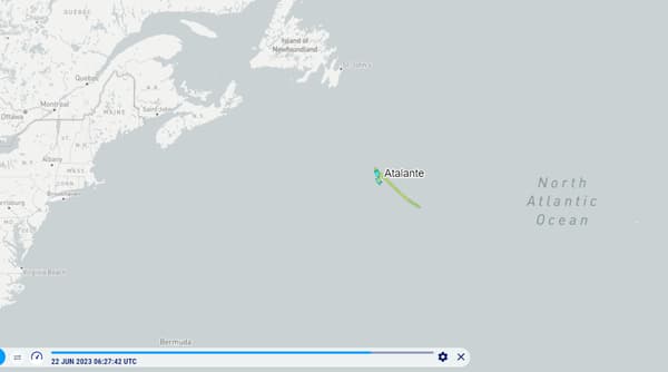 Les données GPS de l'Atalante, navire français participant aux recherches du Titan, près de l'épave du Titanic