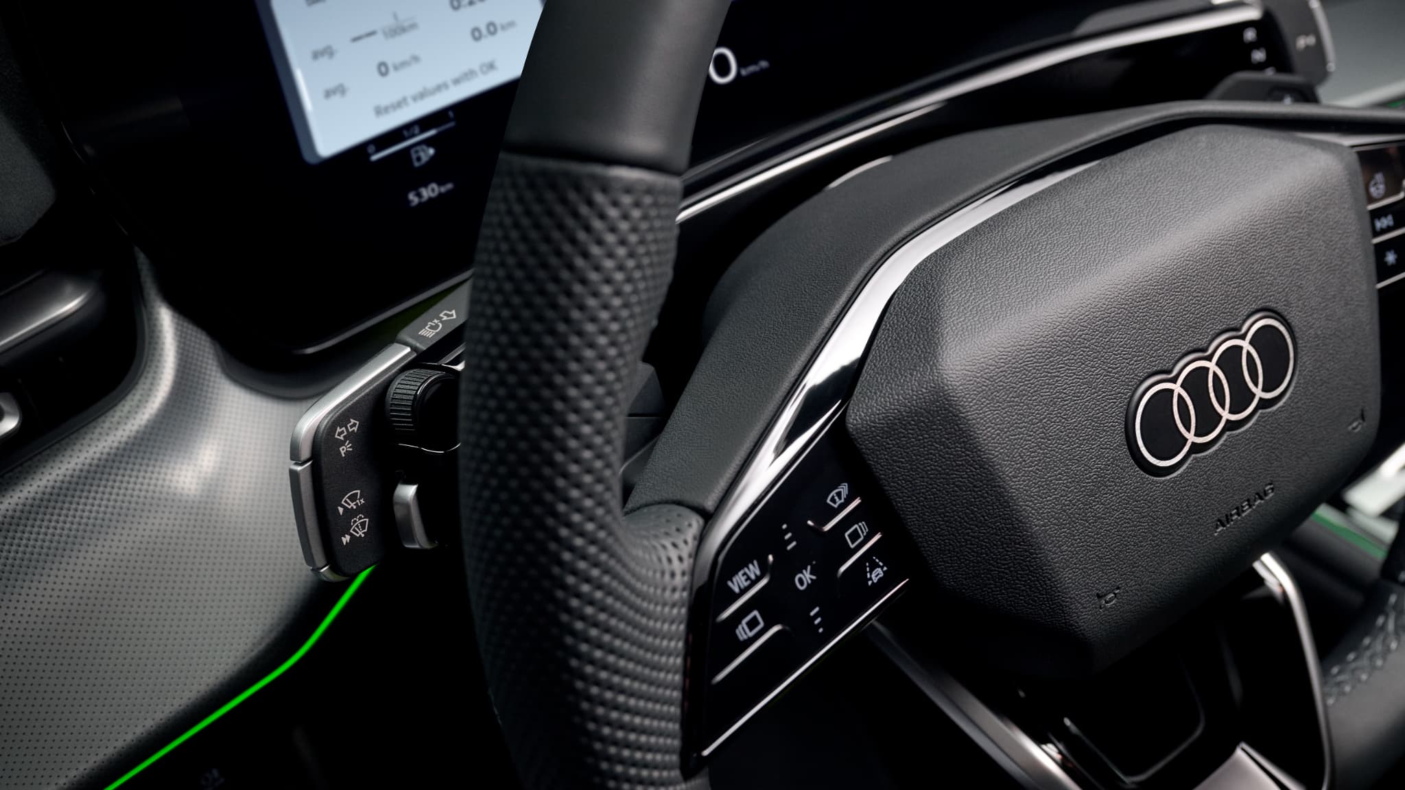 The steering wheel of the new Audi Q3. The steering wheel of the new Audi Q3.