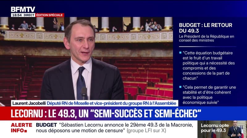 Pour Laurent Jacobelli, député (RN), avec le 49.3 "Sébastien Lecornu joue la durée"
