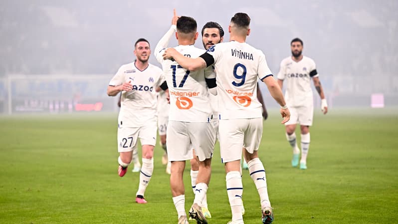Les joueurs de l'OM contre Troyes.