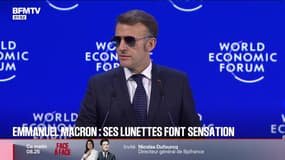 "Je l'ai vu avec ses magnifiques lunettes de soleil": le style d'Emmanuel Macron ne passe pas inaperçu à Davos