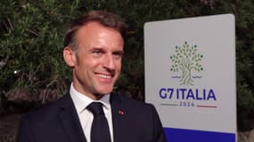 Emmanuel Macron depuis le G7 en Italie le 14 juin 2024