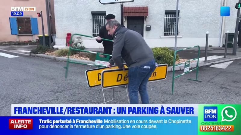 Francheville: un restaurateur coupe la route pour dénoncer la suppression de places de parkings