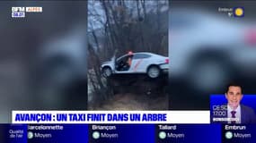 Avançon: un taxi termine sa course dans un arbre à un mètre du sol