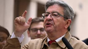 Le leader de la France insoumise Jean-Luc Mélenchon lors d'un meeting, Marseille, 12 mai 2022