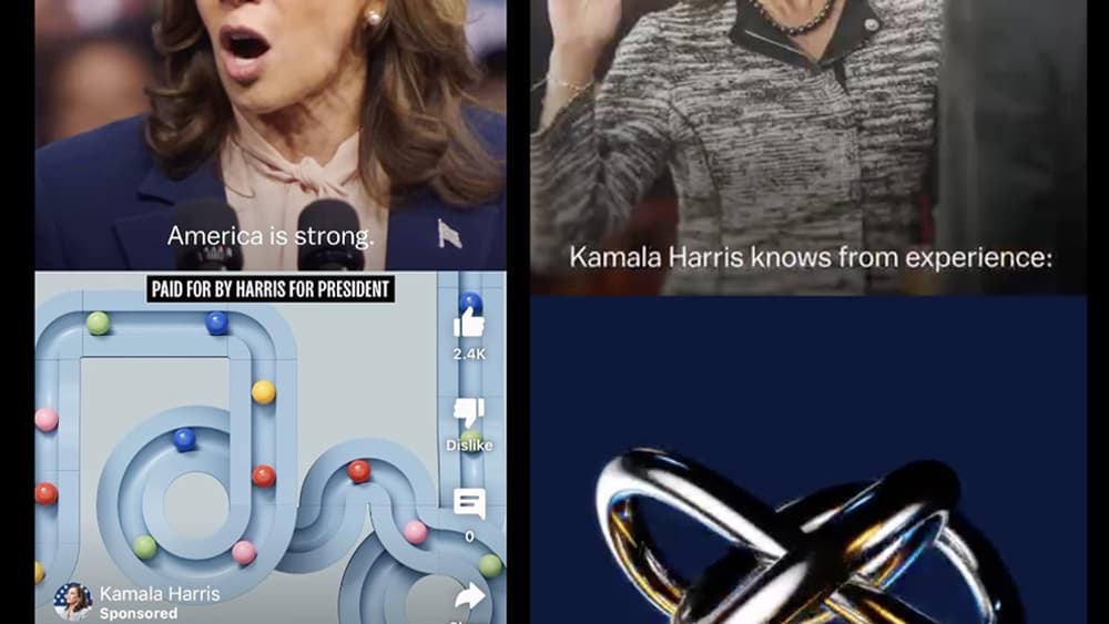 Des publicités Tiktok et Facebook de Kamala Harris Des publicités Tiktok et Facebook de Kamala Harris