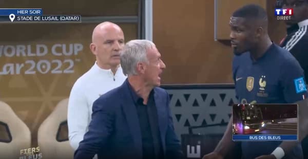 Didier Deschamps s'énervant après Marcus Thuram durant France-Argentine