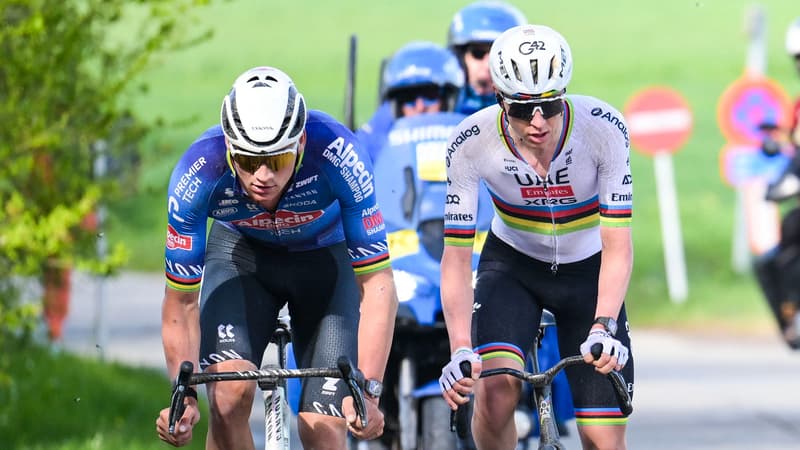 Mathieu Van der Poel et Tadej Pogacar durant le Tour des Flandres le 5 avril 2026 2267720