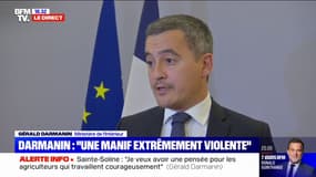 Sainte-Soline: "Plus d'un millier de gendarmes resteront, le temps que nous nous assurions qu'aucune ZAD ne se construise", affirme Gérald Darmanin