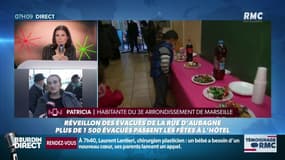 Patricia, habitante de Marseille: "On essaie de tenir le coup. C'est dur. C'est une école qui nous a invités et nous a offert un repas."