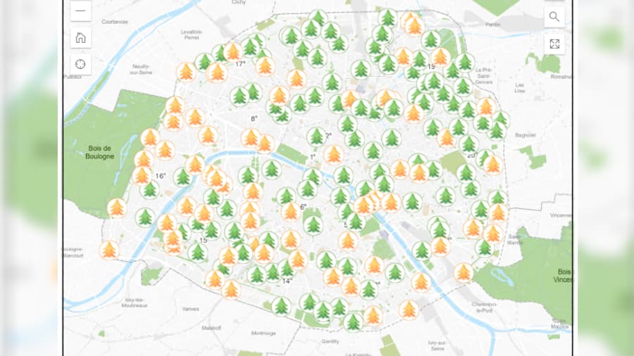 Les points de collectes dans lesquels les habitants de Paris peuvent déposer leurs sapins de Noël jusqu'au 20 janvier 2025