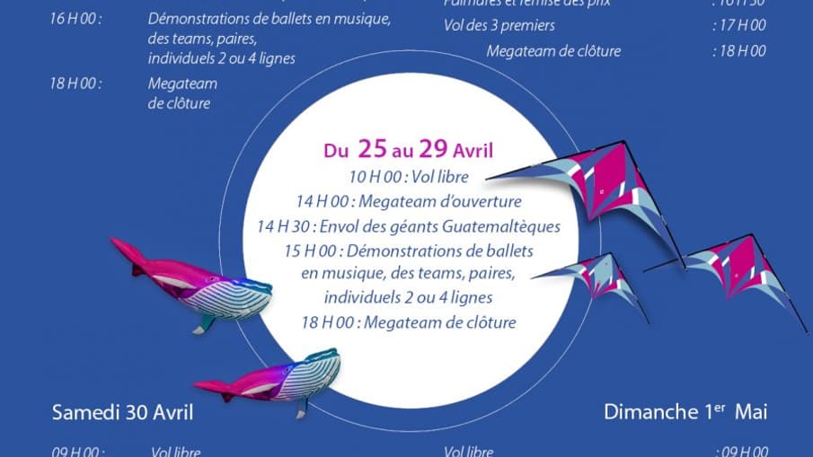 les rencontres internationales de cerfs-volants auront lieu du 23 avril au 1er mai.