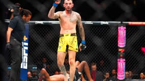 Renato Moicano après sa victoire par TKO face à Jalin Turner au deuxième round, le 13 avril 2024