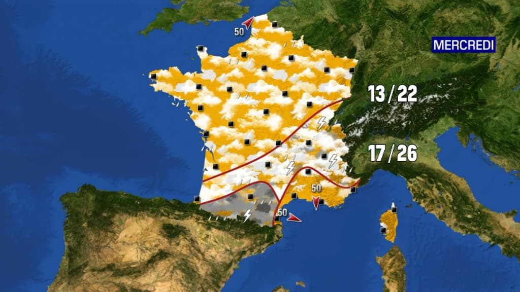De pluies et des orages continueront de marquer le territoire, particulièrement sur les Pyrénées et la région lyonnaise