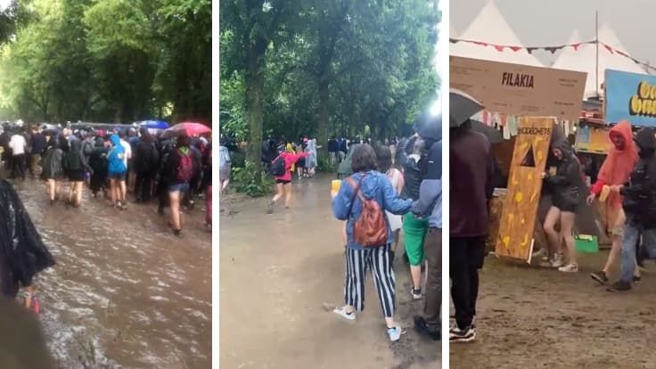 Foto’s van de evacuatie van 40 duizend bezoekers van het festival “We Love Green”.