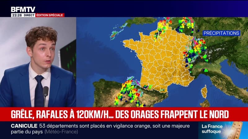Grêle, rafales à 120 km/h ... Des orages frappent actuellement le nord du pays