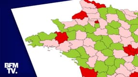 Les "zones" attribuées à chaque département au 23 septembre.