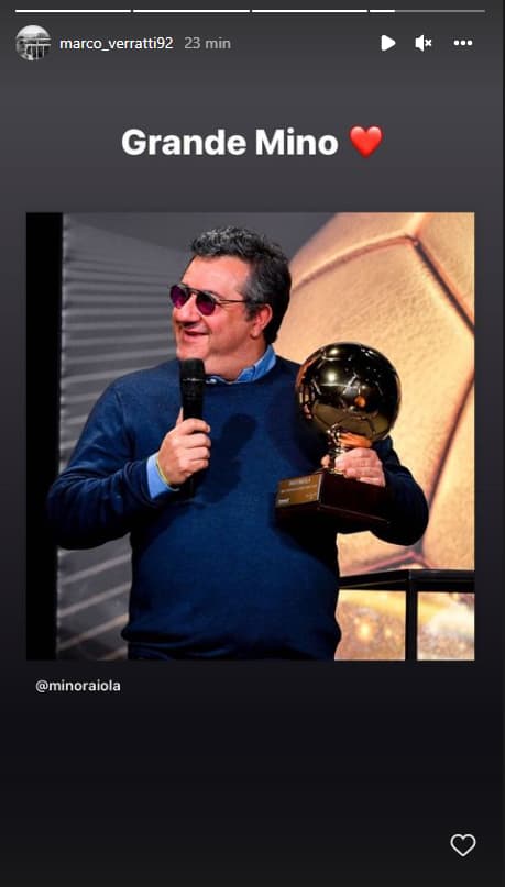 Marco Verratti rend hommage à son agent Mino Raiola sur Instagram. 