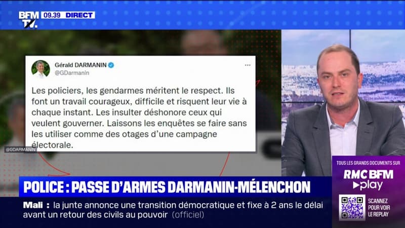 Refus d'obtempérer à Paris: nouvelle passe d'armes entre Darmanin et Mélenchon sur Twitter