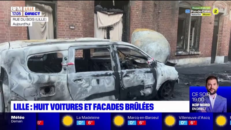 Lille: huit voitures et la façade d'un immeuble brûlées dans un incendie rue du Bois