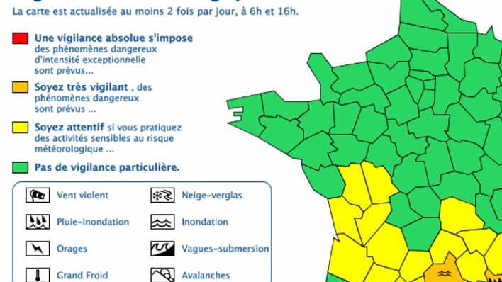 Sept départements ont été placés en vigilence orange.