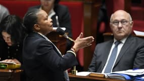 Christiane Taubira lors de questions au gouvernement le 14 octobere 2015 à l'Assemblée nationale à Paris
