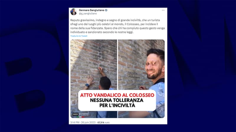 Colère en Italie après qu'un touriste a été filmé en train de graver son nom sur les murs du Colisée