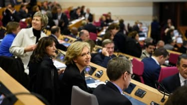 Valérie Pécresse lors de l'élection à la présidence de la région Ile-de-Frane le 18 décembre 2015 à Paris