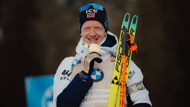 La légende du biathlon Johannes Boe encore en or sur la poursuite des Mondiaux en Suisse, 16 février 2025