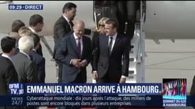 Emmanuel Macron arrive à Hambourg pour le G20