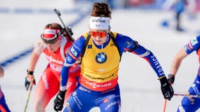 Lou Jeanmonnot, le 23 mars 2024 lors de la mass start de biathlon à Oslo