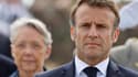 Le président de la République Emmanuel Macron et la Première ministre Élisabeth Borne à Colleville-Montgomery (Normandie), le 6 juin 2023.