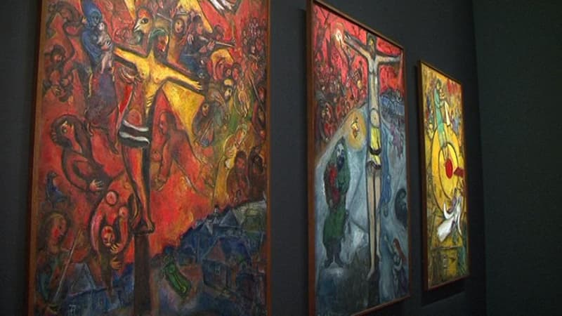 Toile de l'exposition Chagall au musée du Luxembourg le 20 février 2013.