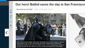 Batkid et son aîné Batman dans les rues de San Francisco pour chasser les vilains, le 15 novembre 2013