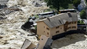 Crue à Saint-Martin-Vésubie (sud-est de la France) le 3 octobre 2020 après de fortes pluies 