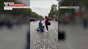 "Je voulais faire ça discrètement": le militaire qui a fait sa demande en mariage sur les Champs-Élysées témoigne sur BFMTV