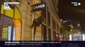 Des jeunes éteignent les lumières des enseignes parisiennes