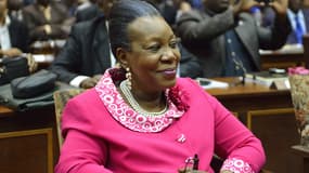 La nouvelle présidente de transition, Catherine Samba-Panza, après son élection, le 20 janvier, à Bangui.