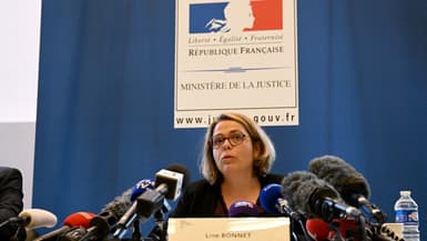La procureure de la République d'Annecy Line Bonnet-Mathi, lors d'une conférence de presse, le 10 juin 2023