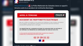 La police du Calvados lance un appel à témoins vendredi 13 décembre, au lendemain d'un grave accident de trottinette.
