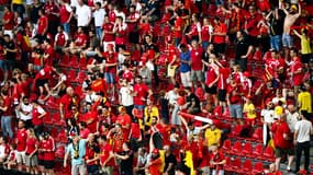 Des supporters lors du match Danemark-Belgique, à Copenhague le 16 juin 2021